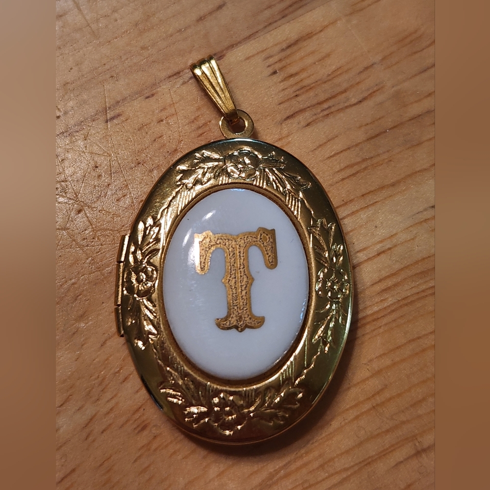 Gold and White Locket Pendant